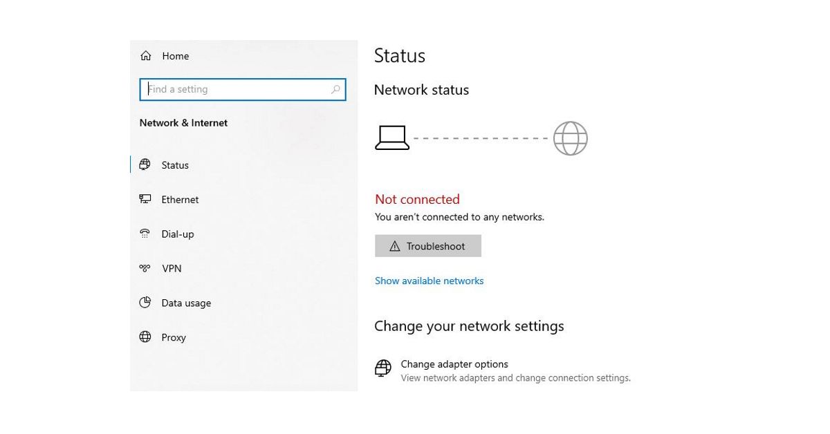 Windows 10 no internet connection