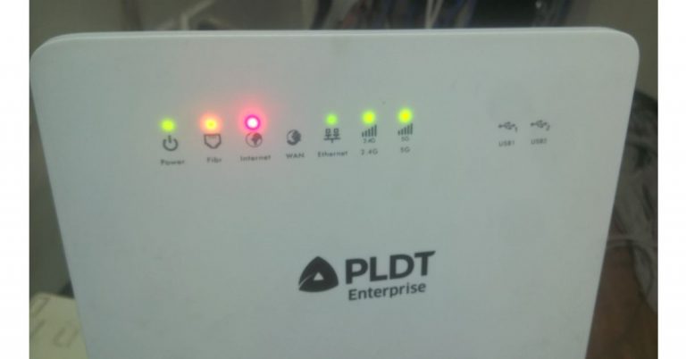 PLDT modem light meaning, the Light indicator