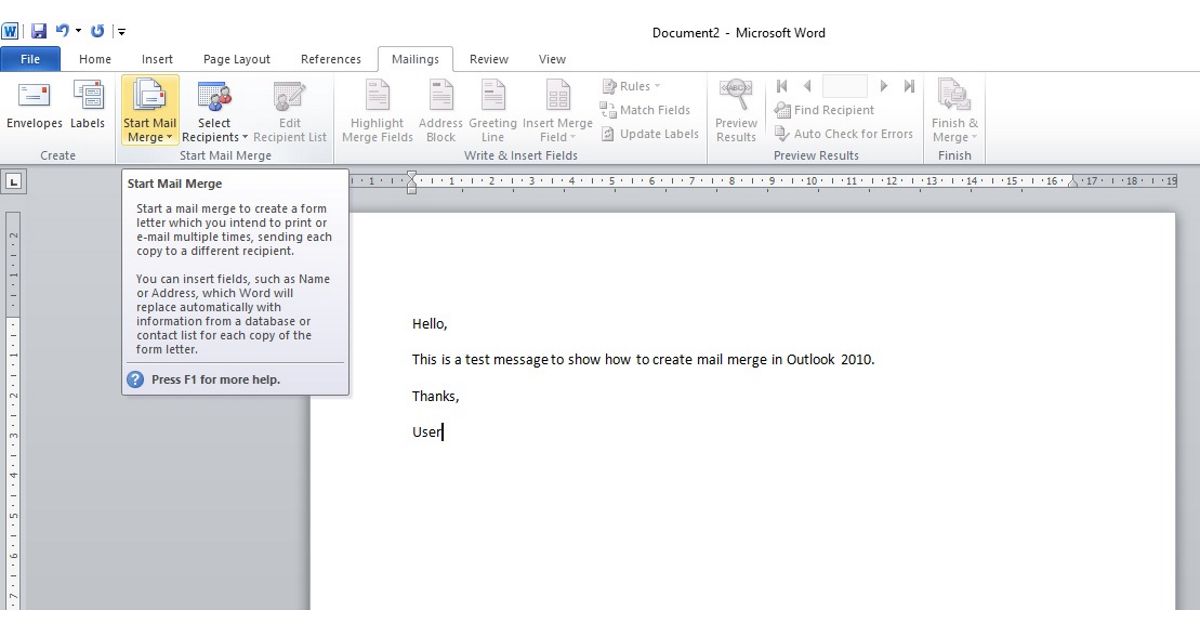 Mail Merge in Word 2010