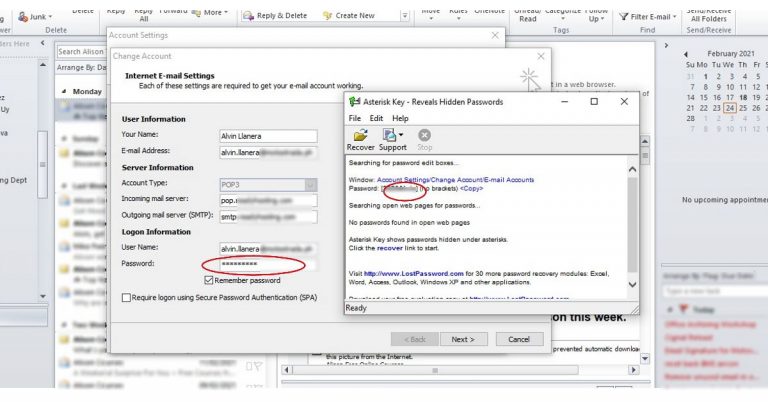 Reveal password in Outlook? Free account password recovery software